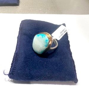 Jamie Joseph Sterling/14k Gold with Natural Turquoise Ring.Size 8